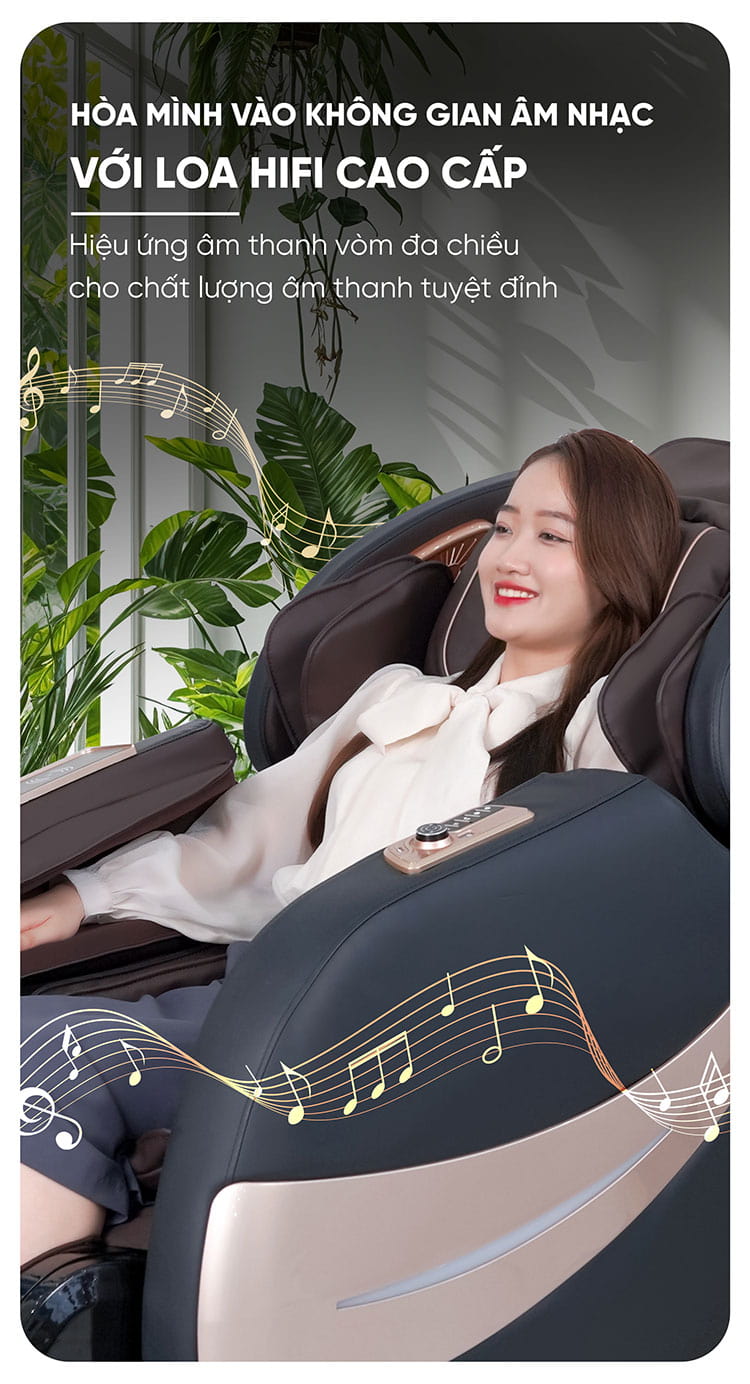 Ghế massage Queen Crown QL007 Luxury tích hợp loa hifi