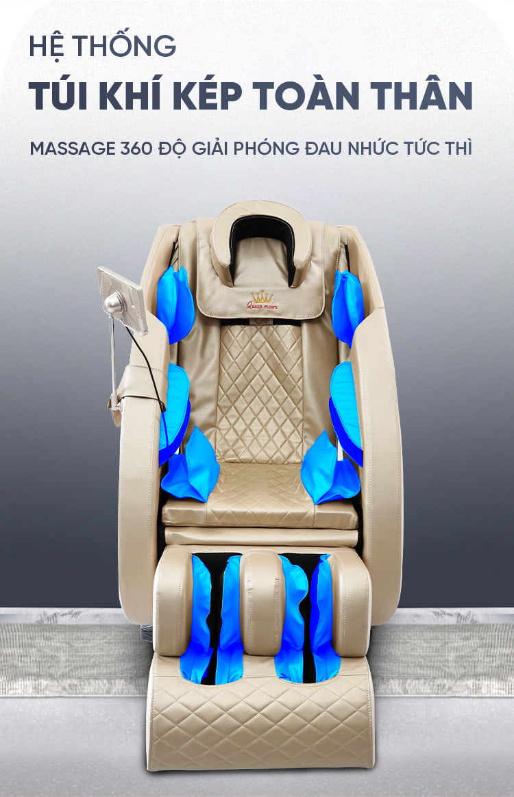 Ghế massage Queen Crown QC V5 trang bị hệ thống túi khí kép