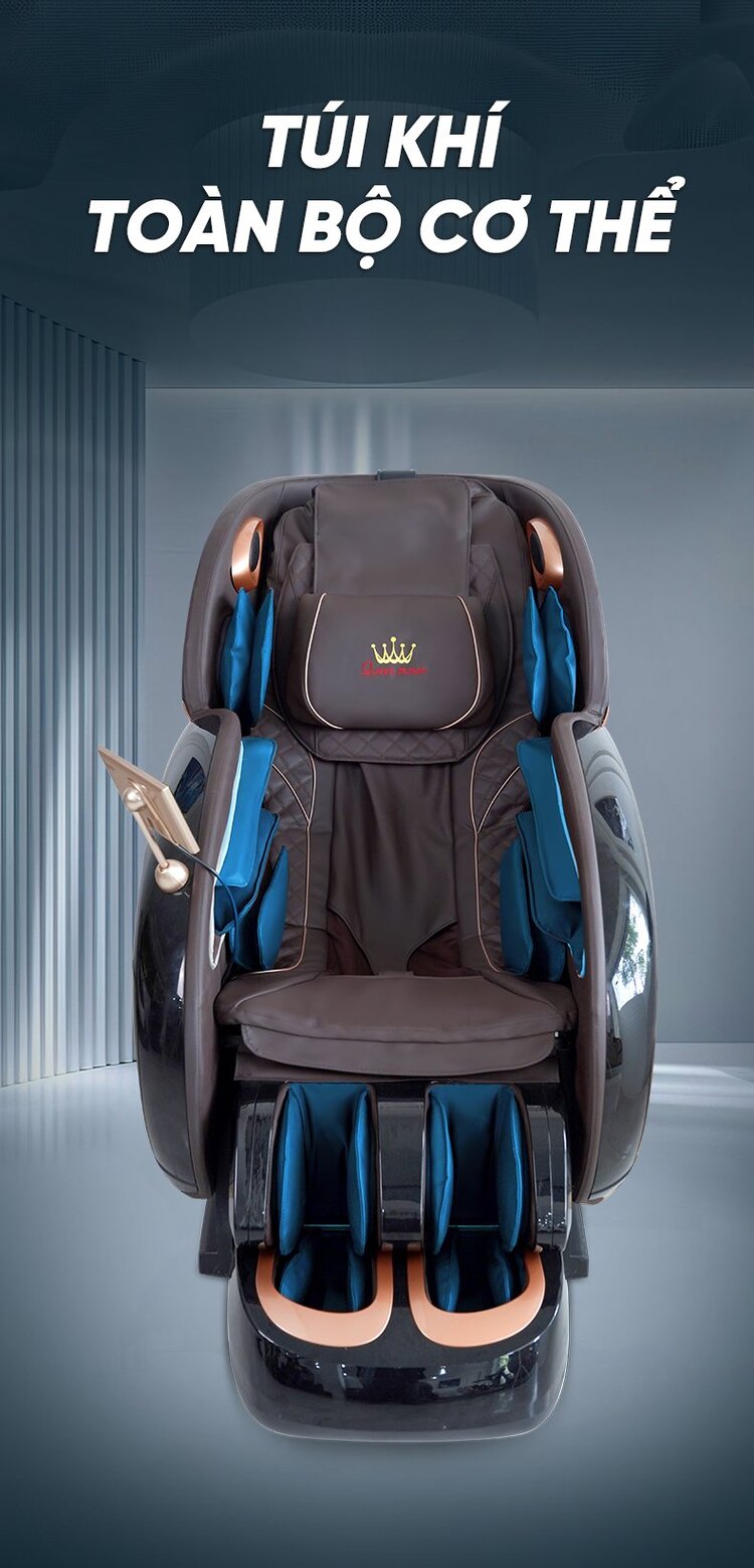 Ghế massage Queen Crown QL 008 Luxury trang bị túi khí kép toàn cơ thể