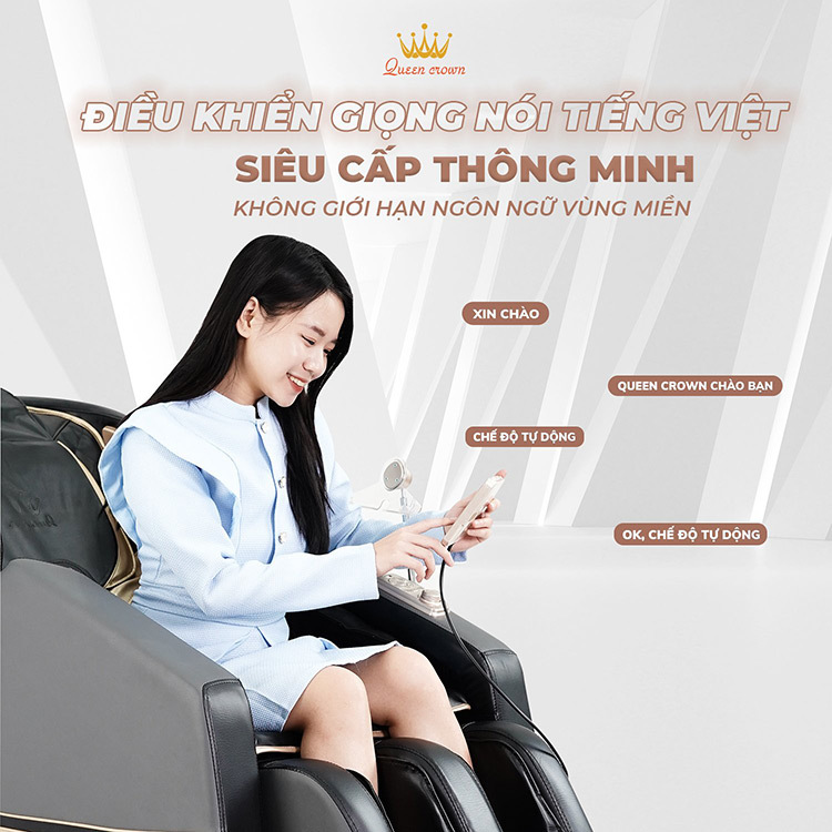 Ghế massage Queen Crown QC 699 có tính năng điều khiển giọng nói tiếng việt