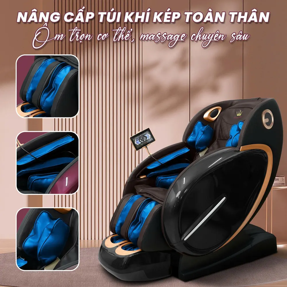 Ghế Massage Queen Crown QL698 Luxury - Hệ thống túi khí kép toàn