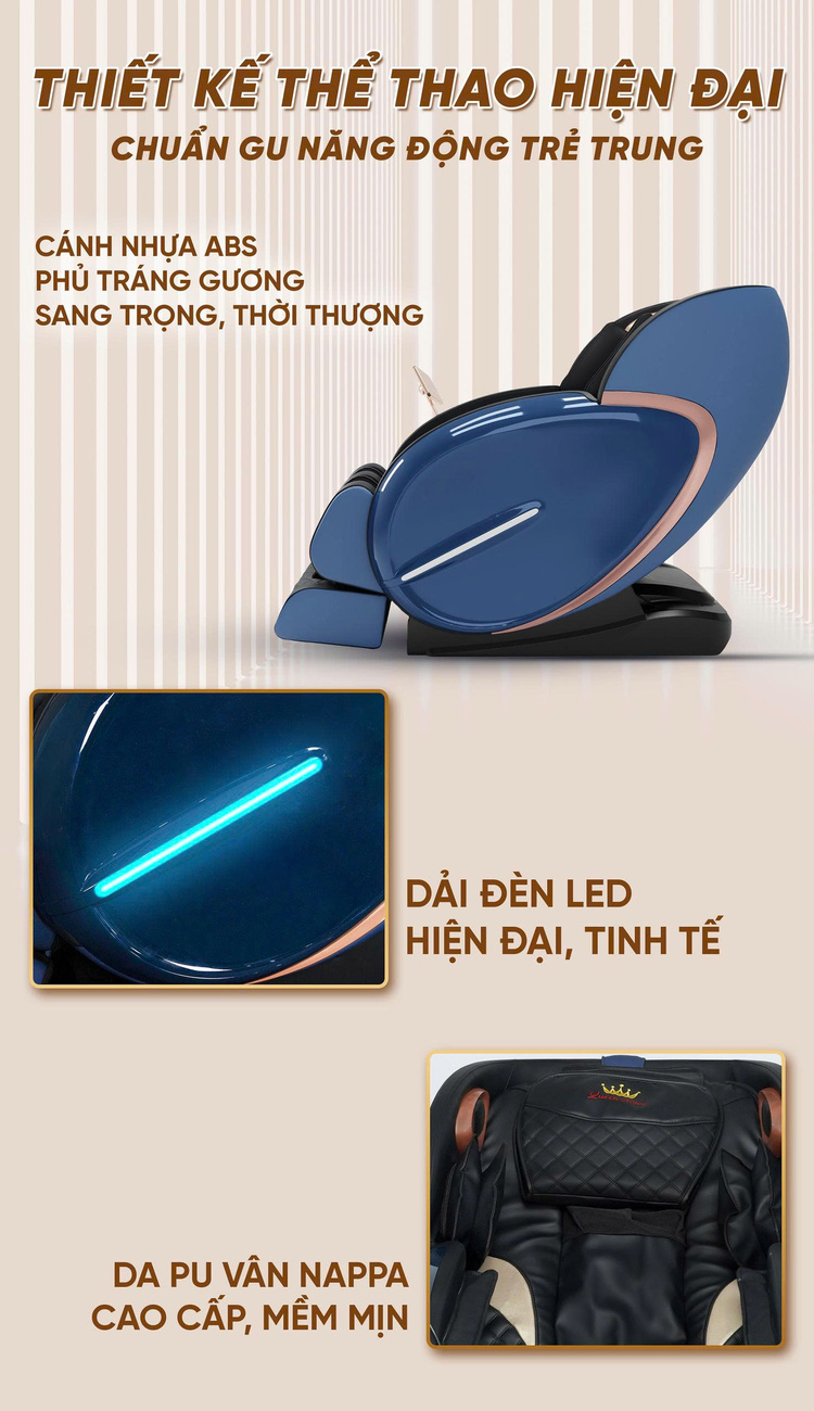 Ghế massage Queen Crown QL05 Pro-X - Thiết kế hiện đại