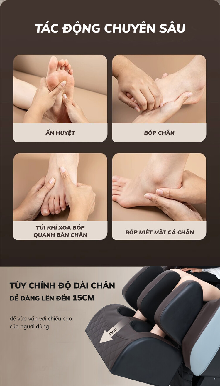 Ghế massage Queen Crown QE66 Lux tác động chân chuyên sâu