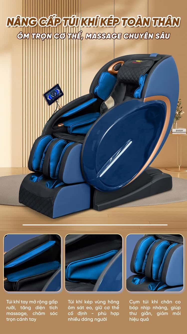 Ghế massage Queen Crown QL05 Pro-X - Nâng cấp túi khí toàn thân