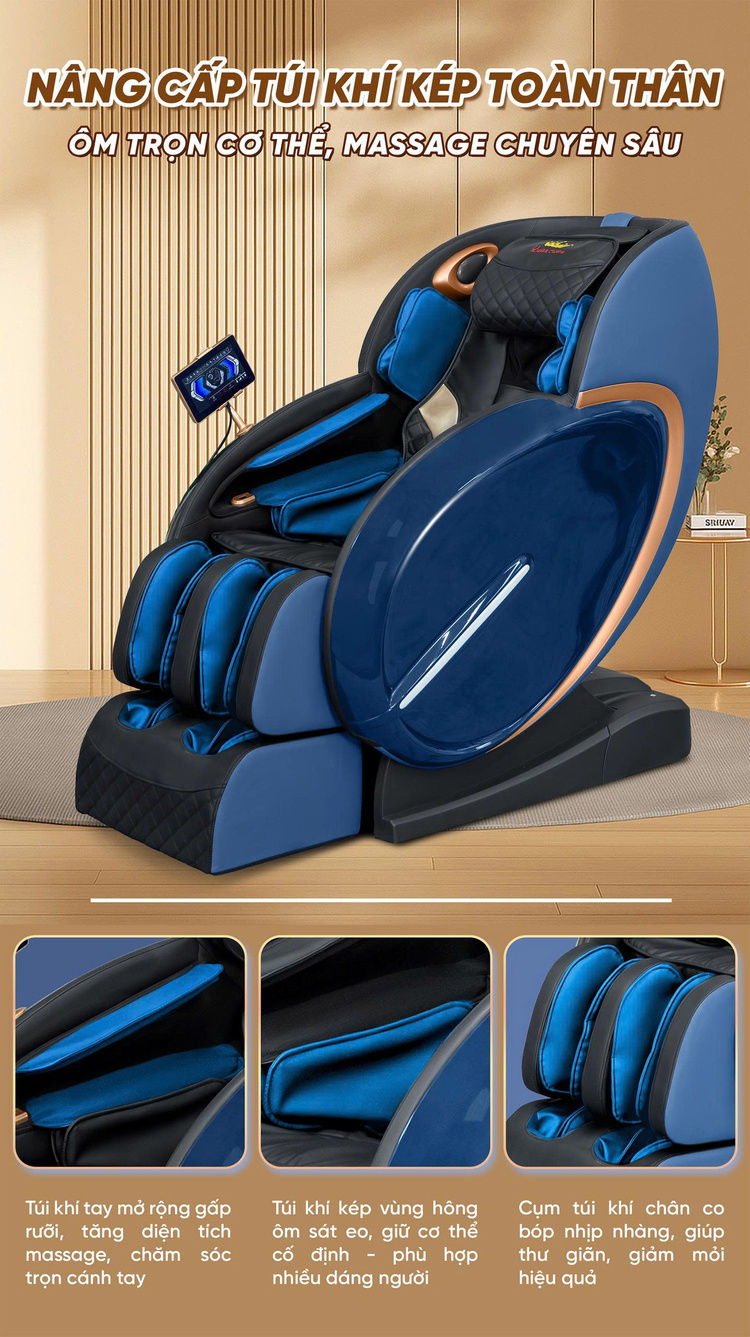 Ghế massage Queen Crown QL05 Pro-X - Nâng cấp túi khí toàn thân