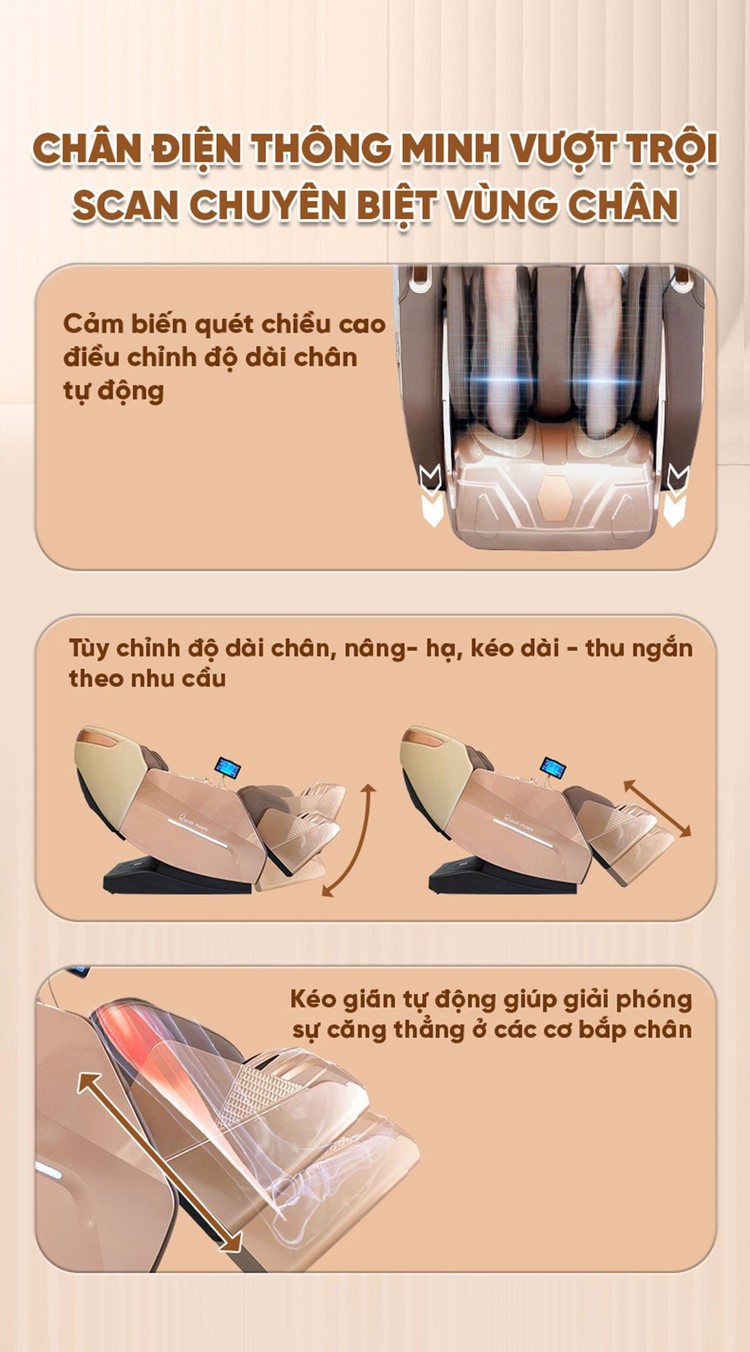 Ghế Massage Cao Cấp Queen Crown A009 Diamond Chân điện thông minh