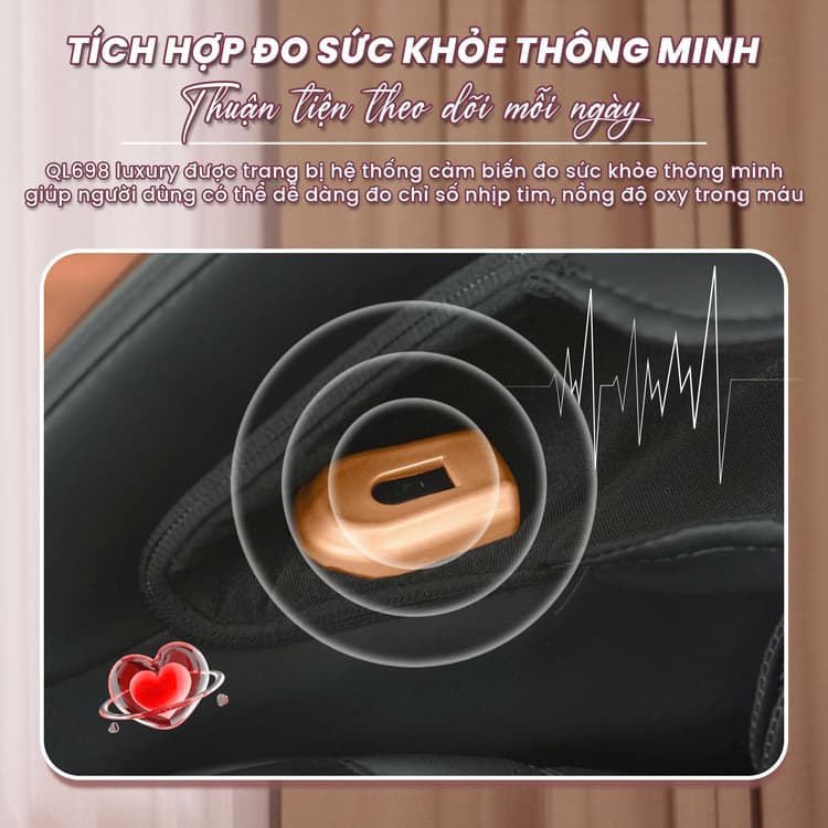Ghế massage Queen Crown QL698 Luxury - Đo sức khỏe tiện lợi