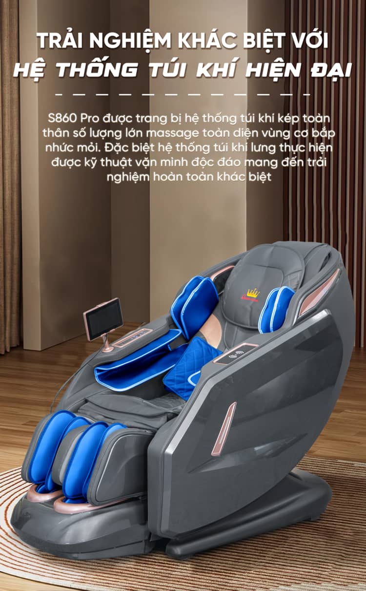 Ghế Massage Cao Cấp Queen Crown S860 Pro - Túi khí toàn thân