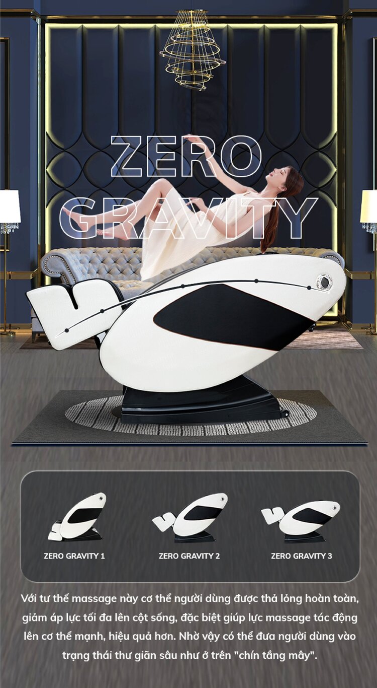 Ghế massage Queen Crown QC V500 tích hợp tính năng không trọng lực