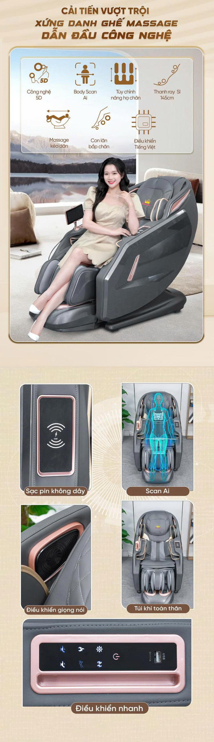 Ghế massage cao cấp Queen Crown S850 Pro - Cải tiến vượt trội