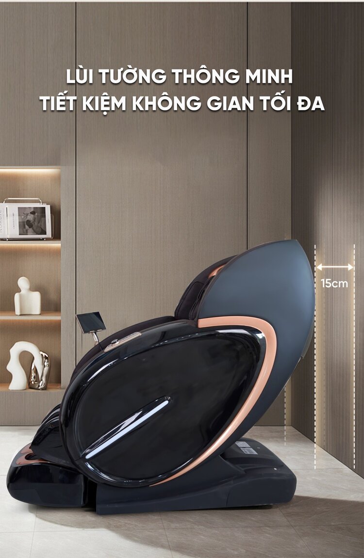 Ghế massage Queen Crown QL 008 Luxury tích hợp lùi tường thông minh