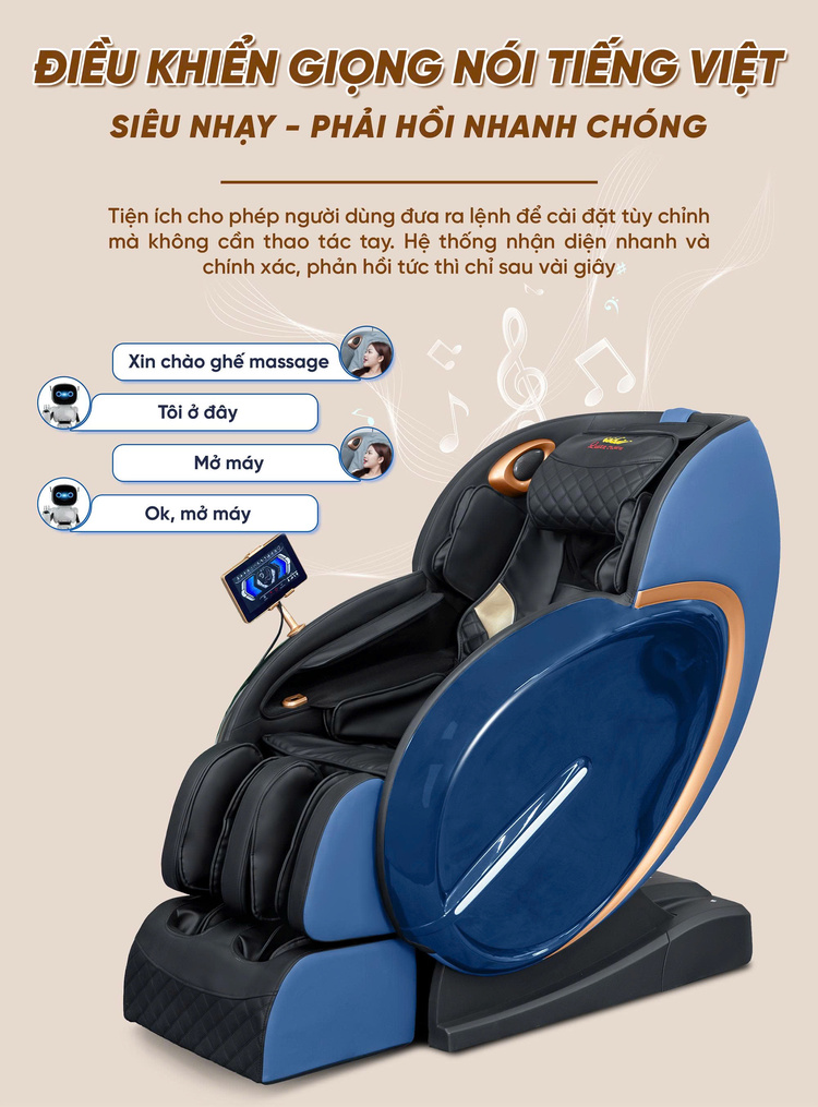 Ghế massage Queen Crown QL05 Pro-X - Điều khiển giọng nói thông minh