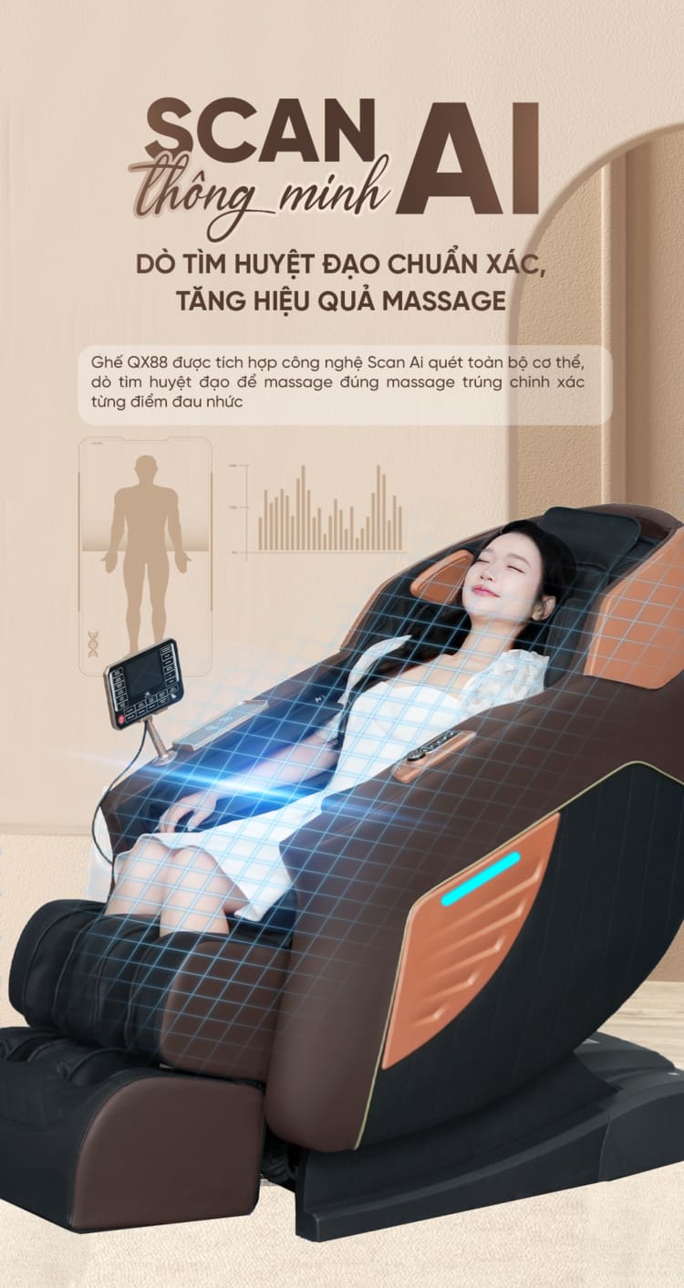 Ghế massage Queen Crown QX88 Dò huyệt đạo chính xác