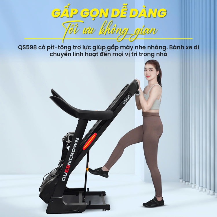 Máy chạy bộ Queen Crown QS 598 - Gấp gọn dễ dàng
