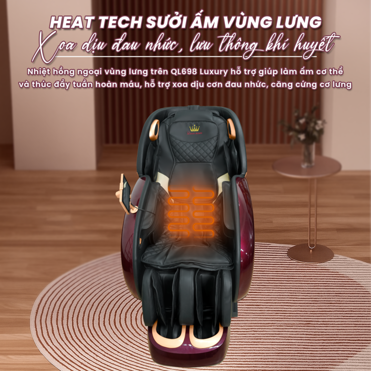 Ghế massage Queen Crown QL698 Luxury - Sưởi ấm lưng