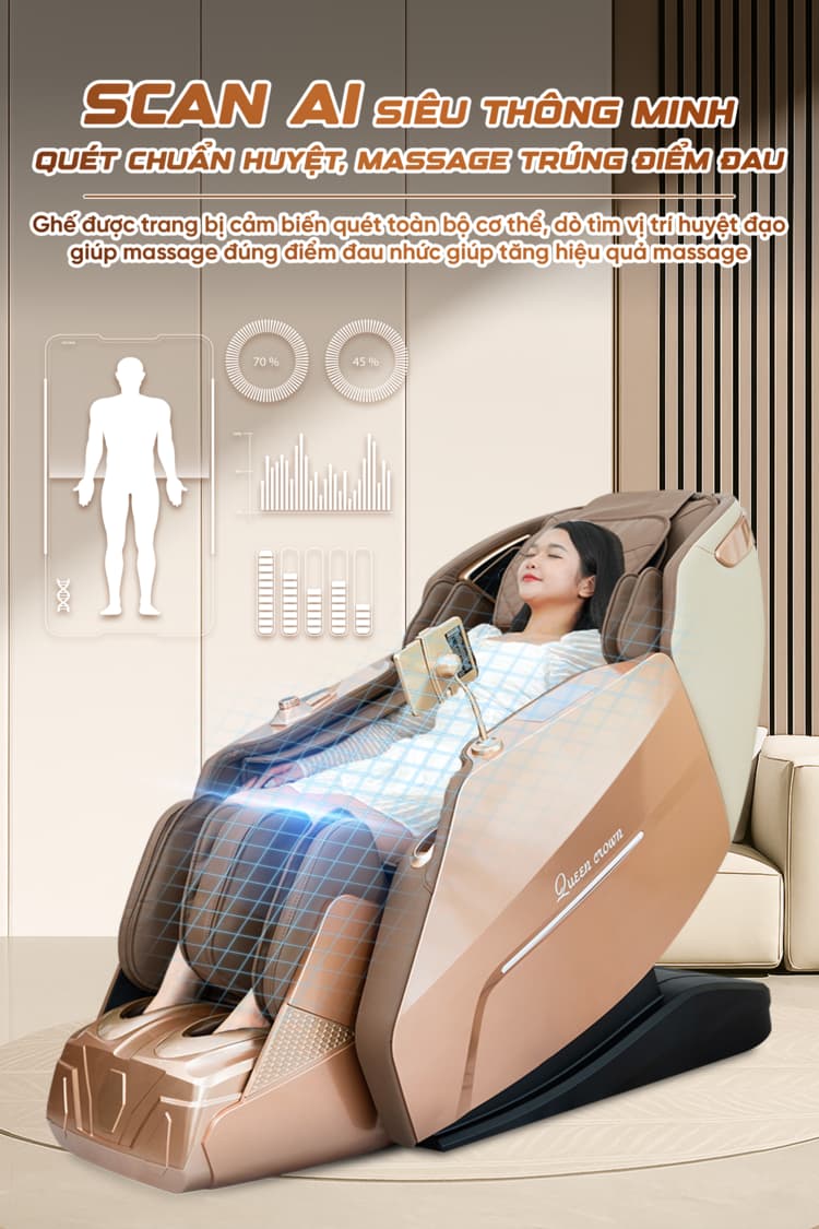Ghế Massage Cao Cấp Queen Crown A009 Diamond Quét đúng điểm đau
