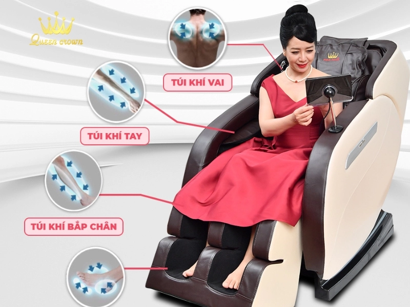 Công nghệ túi khí toàn thân trên ghế massage Queen Crown