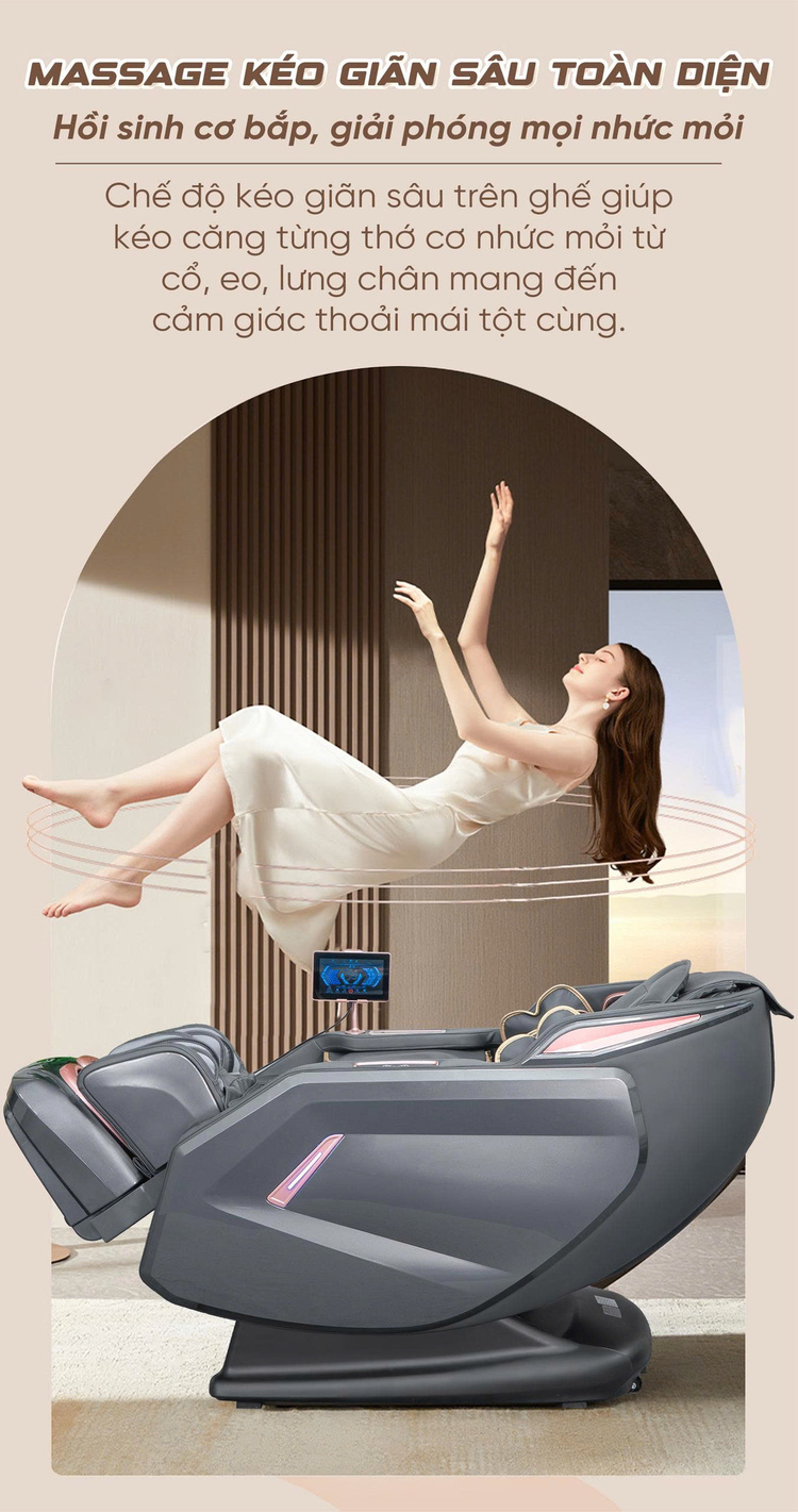Ghế massage cao cấp Queen Crown S850 Pro - Massage kéo giãn