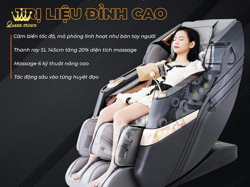 Với công nghệ massage 5D, hệ thống túi khí toàn thân Ghế massage Queen Crown Fantasy X9 hỗ trợ tăng cường hệ miễn dịch cao