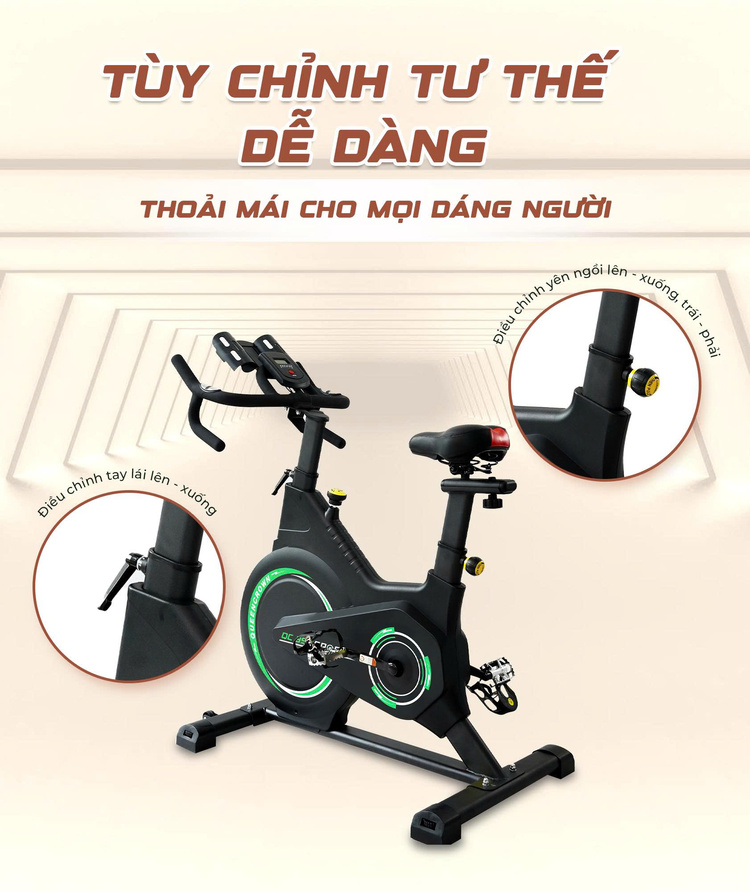 Xe đạp tập Queen Crown 350 Sport Tùy chỉnh tư thế đạp