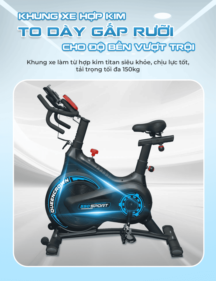 Xe đạp tập Queen Crown 550 Sport - Khung xe siêu bền