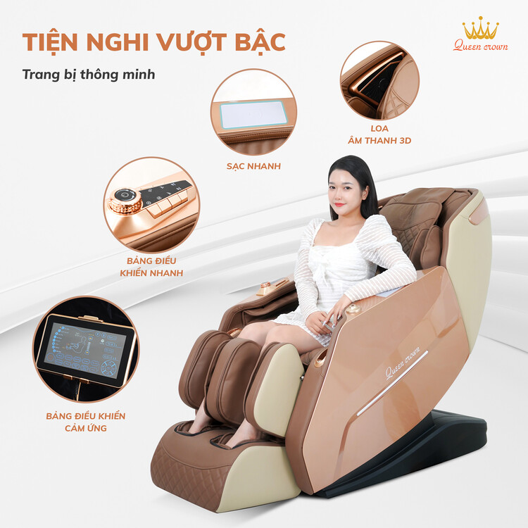 Ghế massage Queen Crown QC A7 Luxury trang bị thông minh