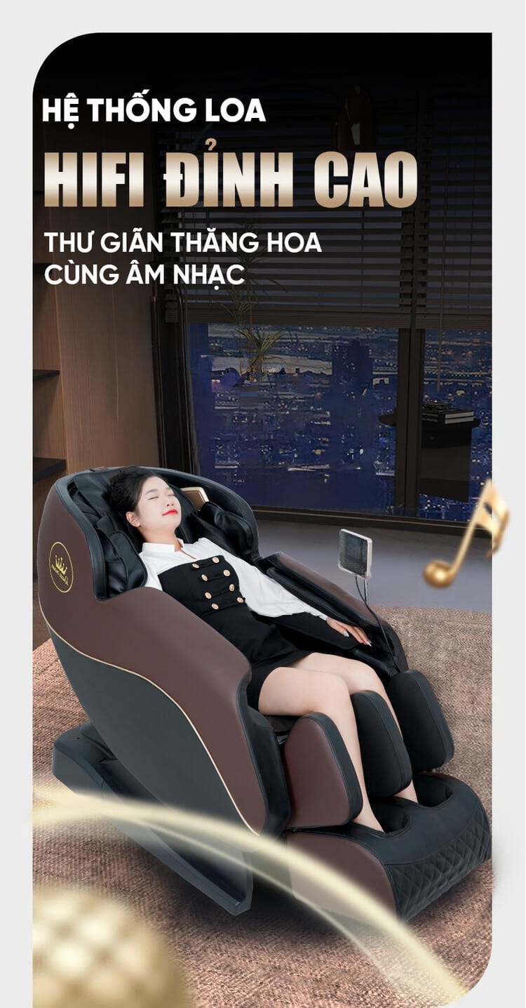 Ghế massage Queen Crown QE79 trang bị loa hifi hiện đại
