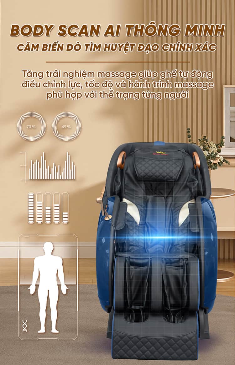 Ghế massage Queen Crown QL05 Pro-X - Body scan thông minh