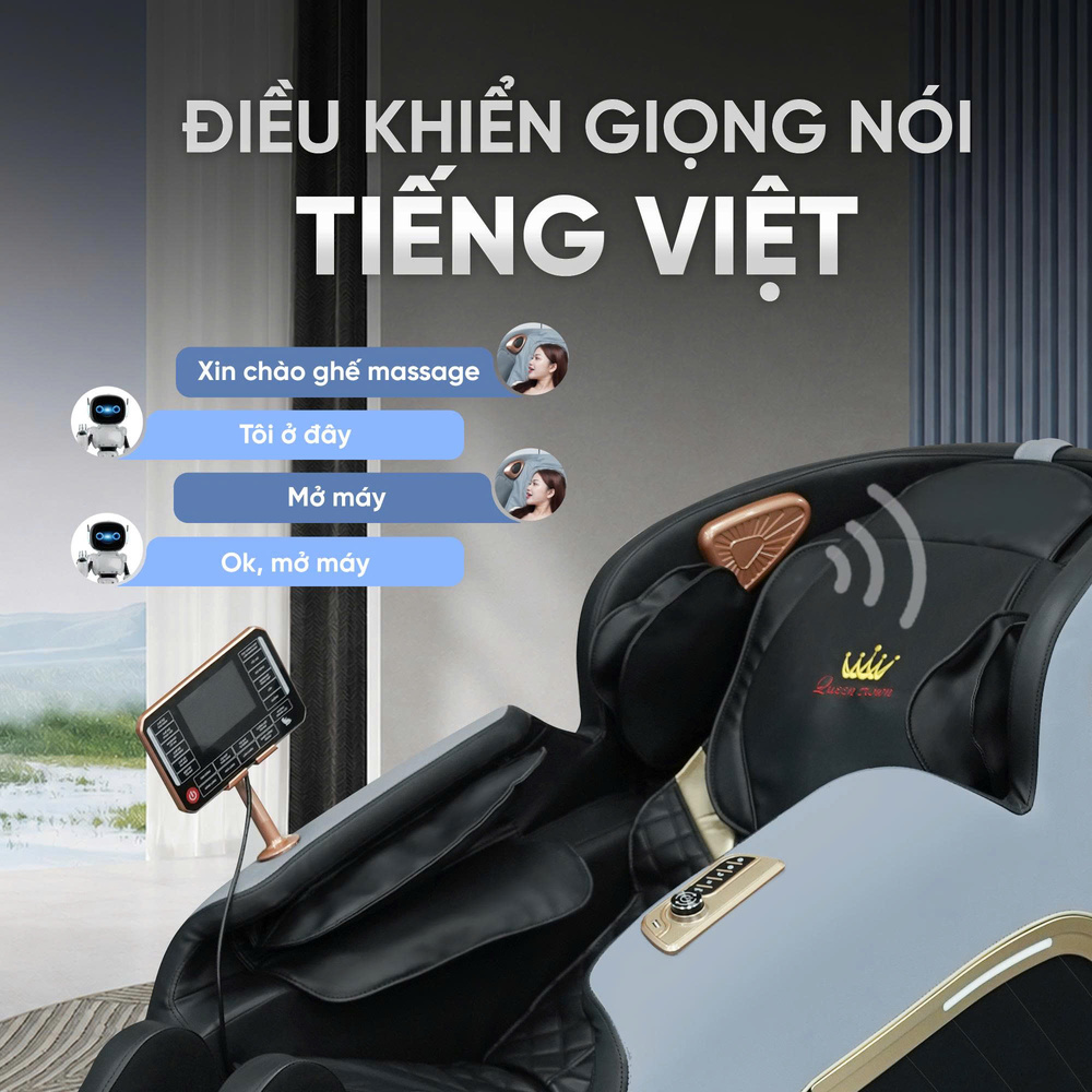 Ghế Massage Queen Crown QE98 Pro - Điều khiển giọng nói