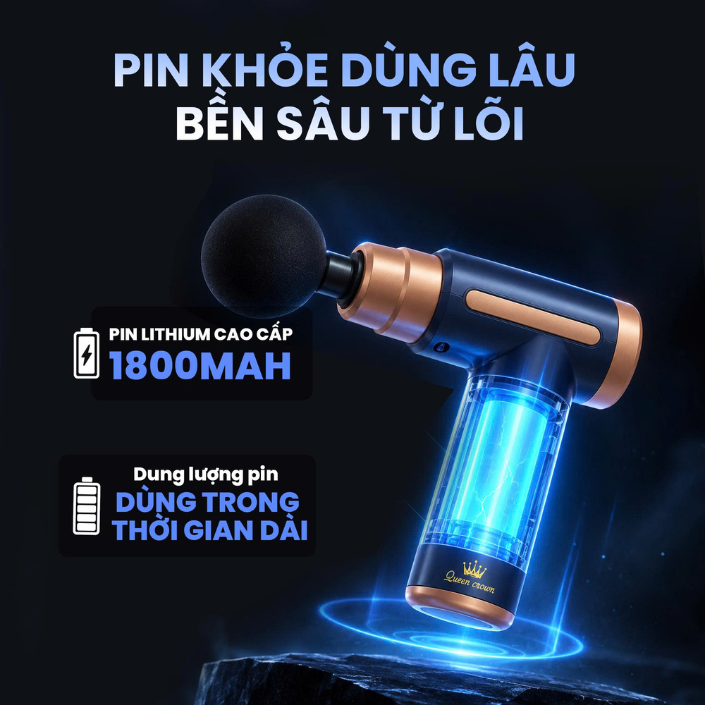 Súng massage Queen Crown S25 Plus - Pin siêu khỏe