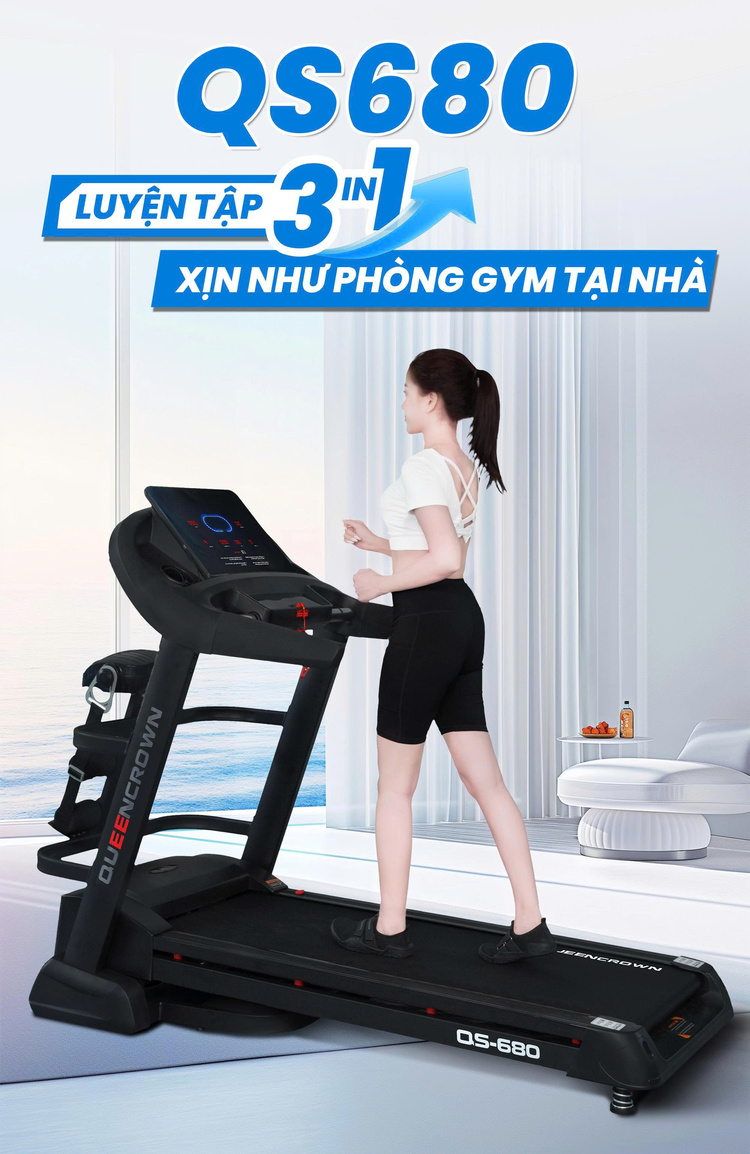 Máy chạy bộ Queen Crown QS680 - Xịn như phòng Gym tại nhà