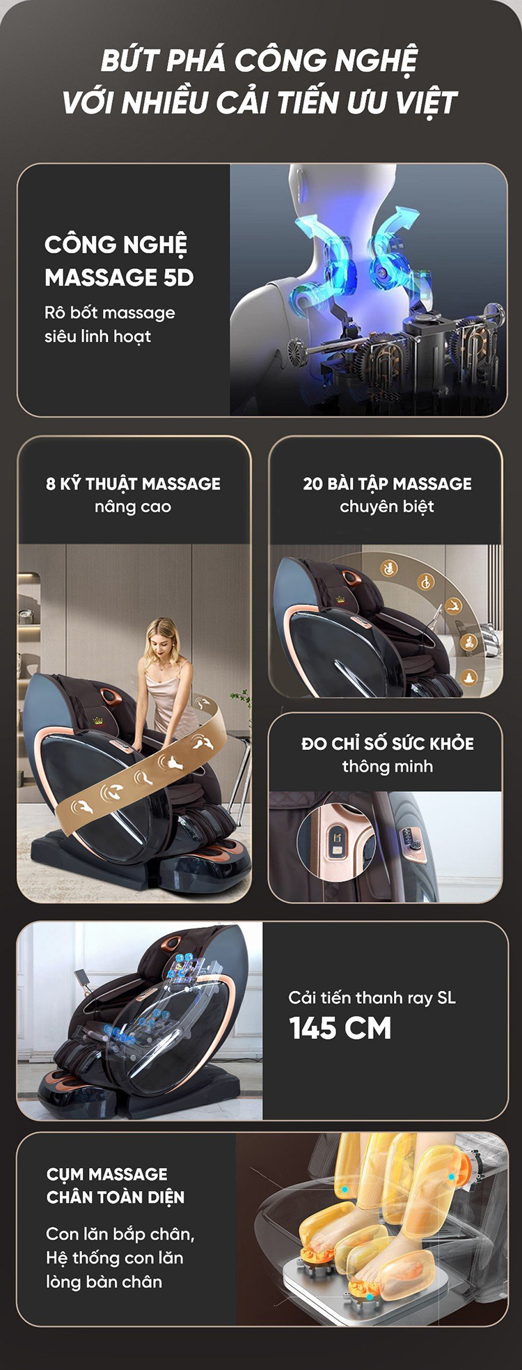 Ghế massage Queen Crown QL008 cải tiến nhiều tính năng
