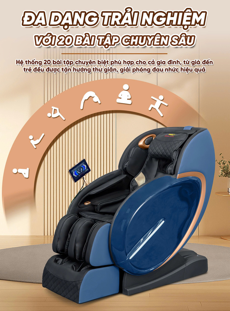 Ghế massage Queen Crown QL05 Pro-X - 20 bài tập chuyên biệt