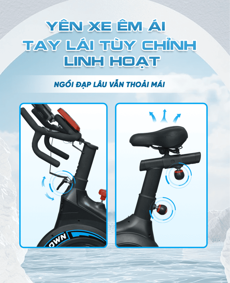 Xe đạp tập Queen Crown 550 Sport - Tùy chỉnh linh hoạt