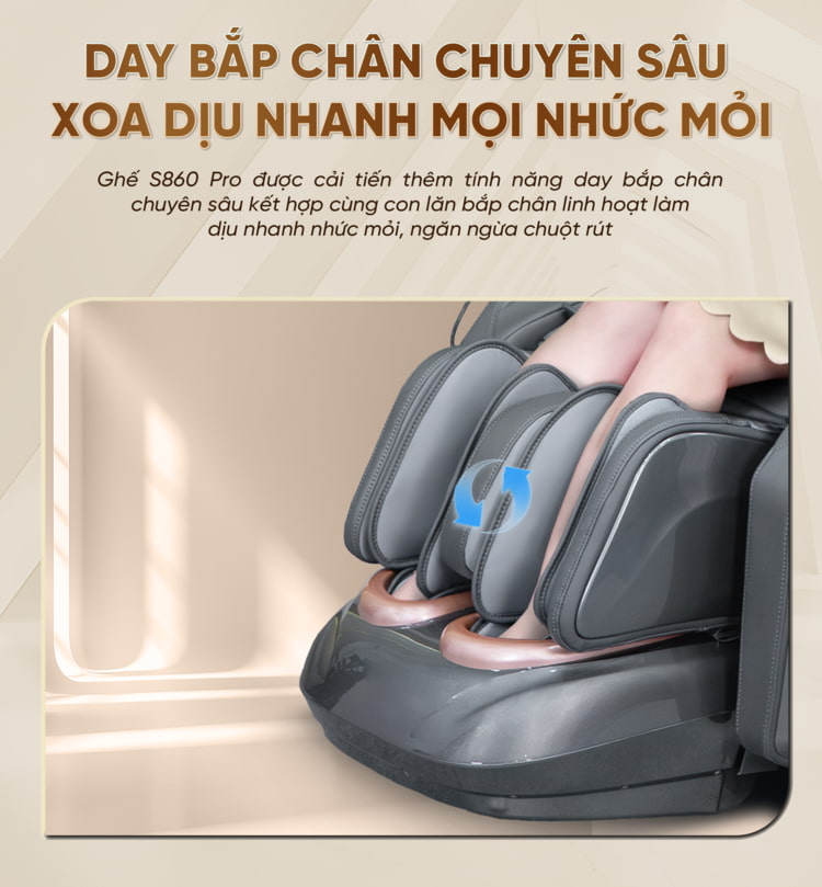 Ghế Massage Cao Cấp Queen Crown S860 Pro - Day bắp chân chuyên sâu