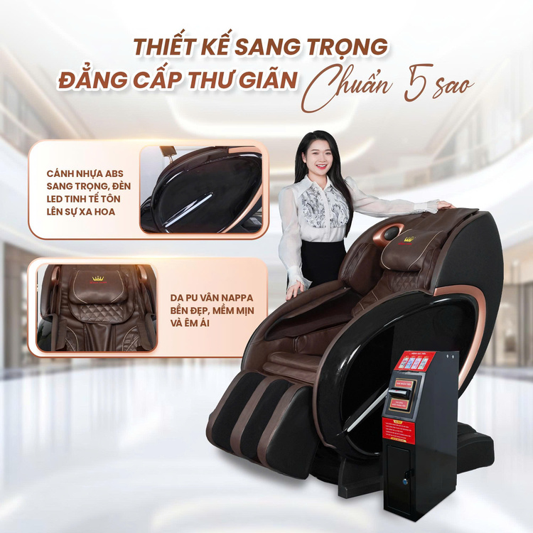 Ghế massage kinh doanh Queen Crown KD008 - Thiết kế sang trọng