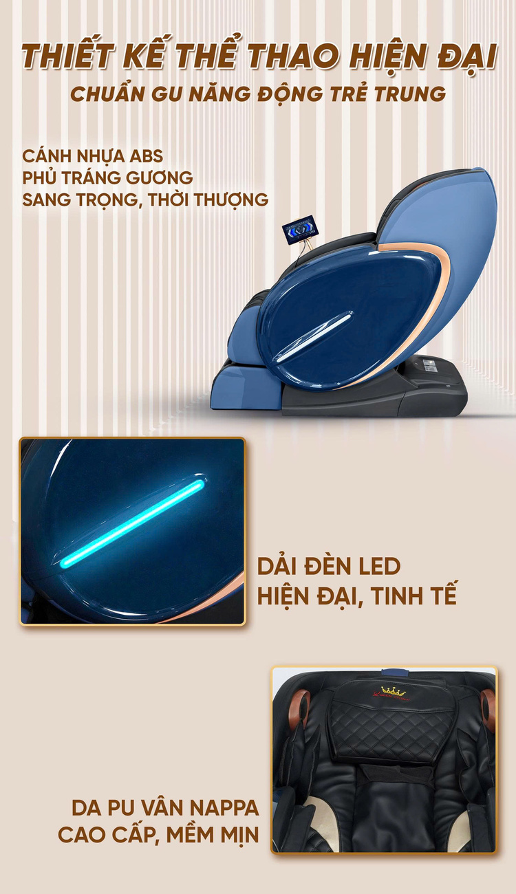 Ghế massage Queen Crown QL05 Pro-X - Thiết kế hiện đại