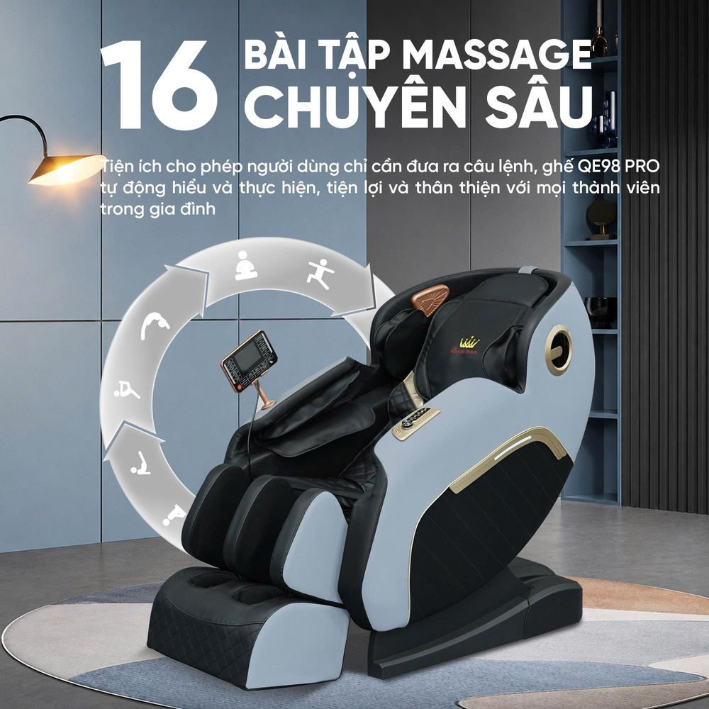 Ghế Massage Queen Crown QE98 Pro - 16 bài tập