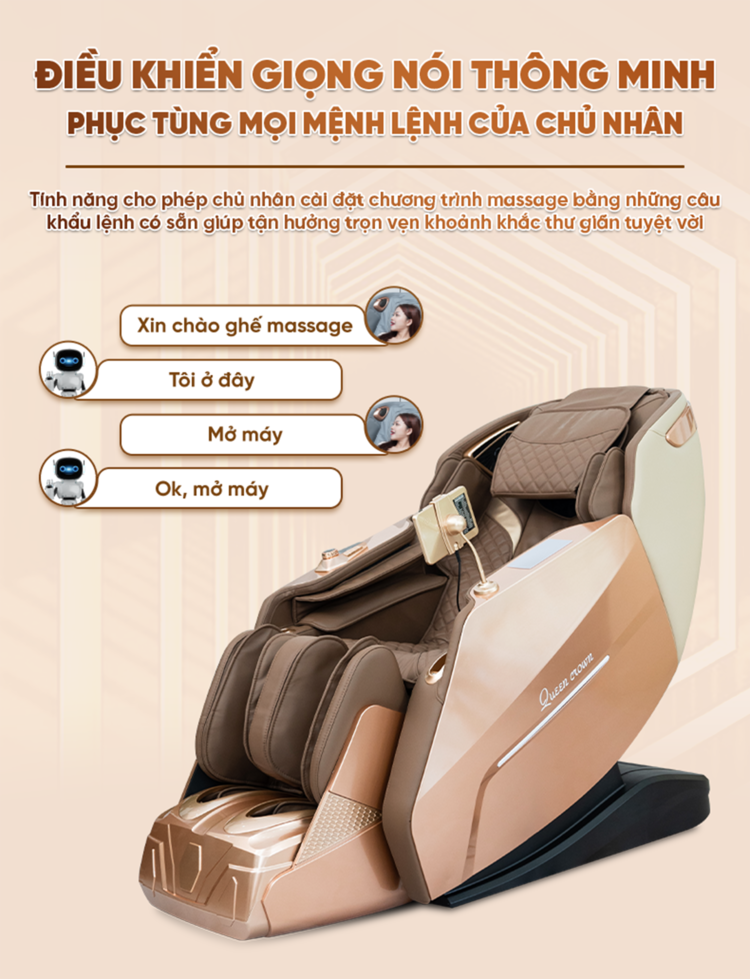 Ghế Massage Queen Crown A007 Diamond Điều Khiển Giọng Nói 
