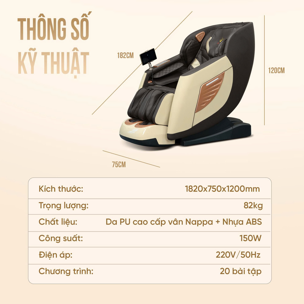 Ghế massage Queen Crown QM S200 - Thông số kỹ thuật