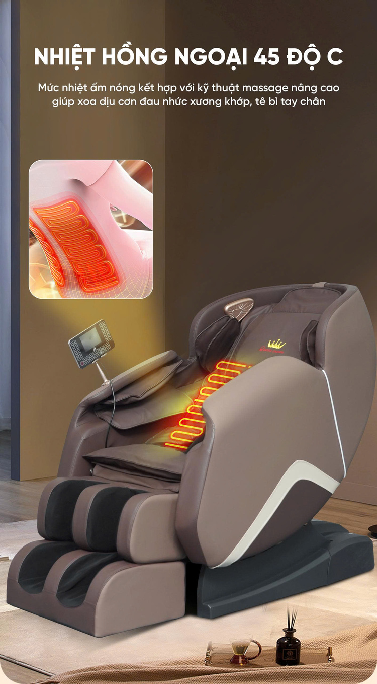 Ghế massage Queen Crown QA35 Pro - Hồng ngoại lưng ấm áp