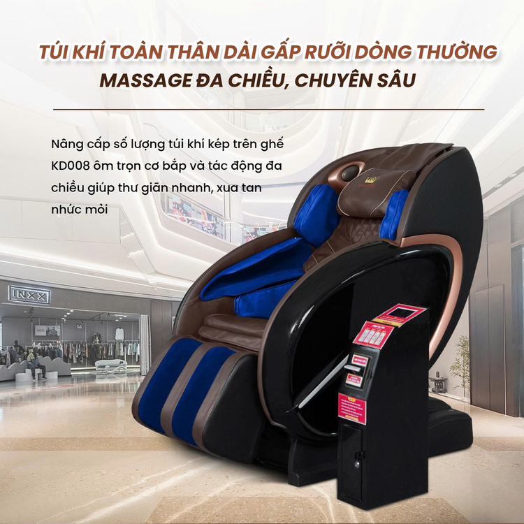 Ghế massage kinh doanh KD008 QR - Hệ thống túi khí nâng cấp