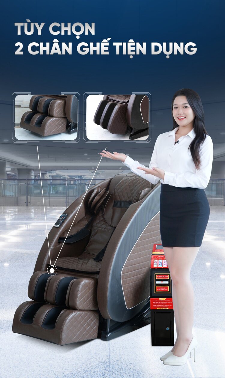 Ghế massage kinh doanh Queen Crown QC KD7 QR có 2 tùy chọn chân tiện dụng