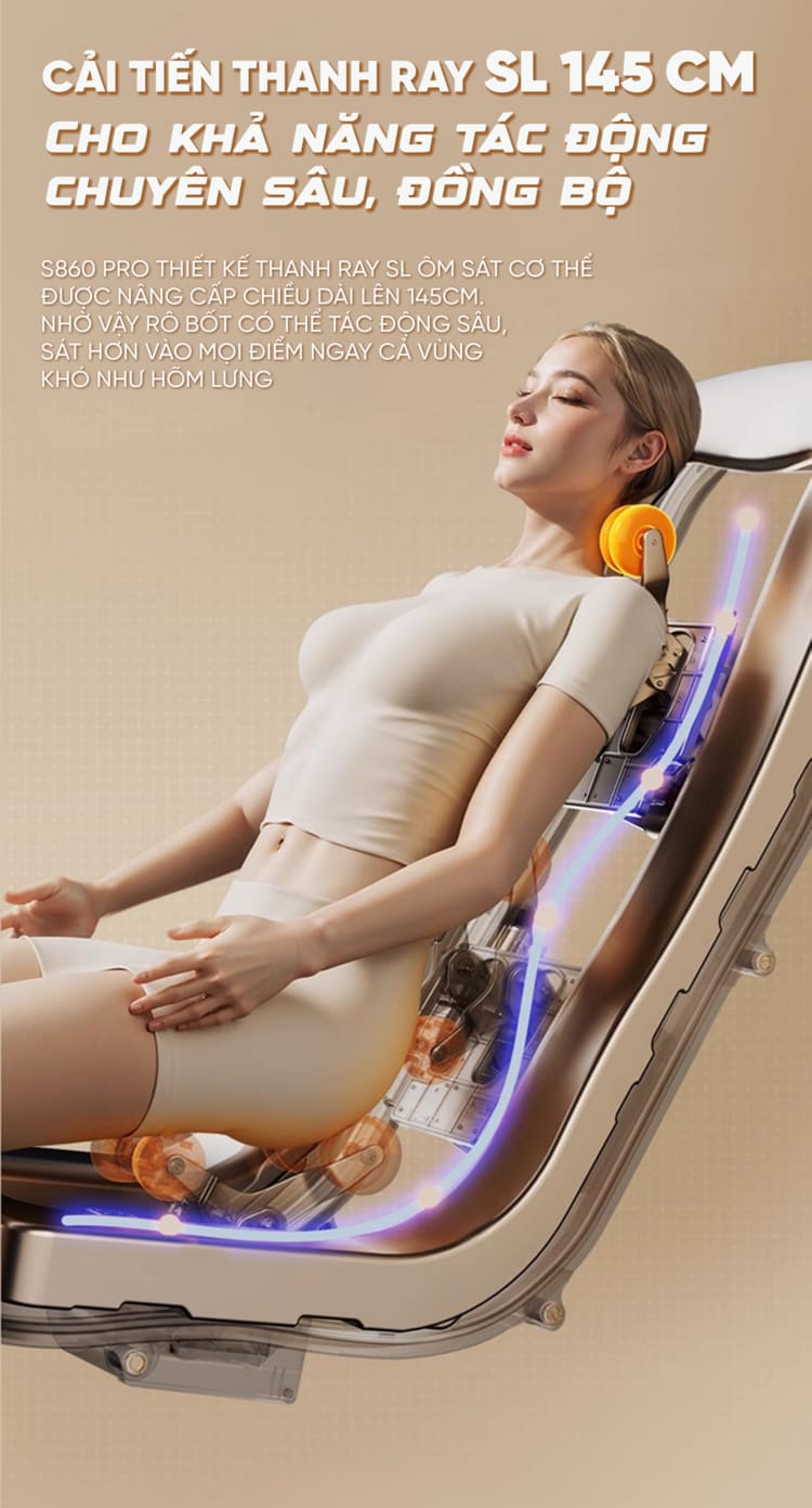 Ghế Massage Cao Cấp Queen Crown S860 Pro - Cải tiến thanh ray SL