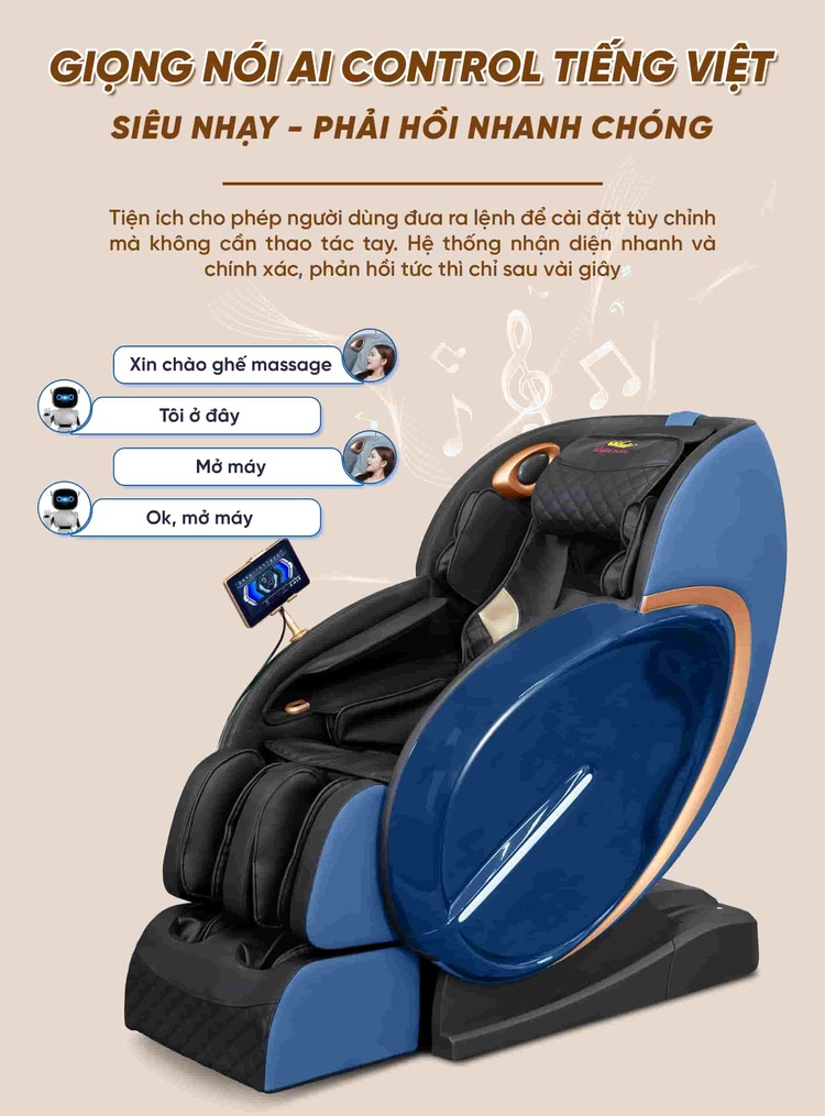 Ghế massage Queen Crown QL05 Pro-X - Điều khiển giọng nói thông minh