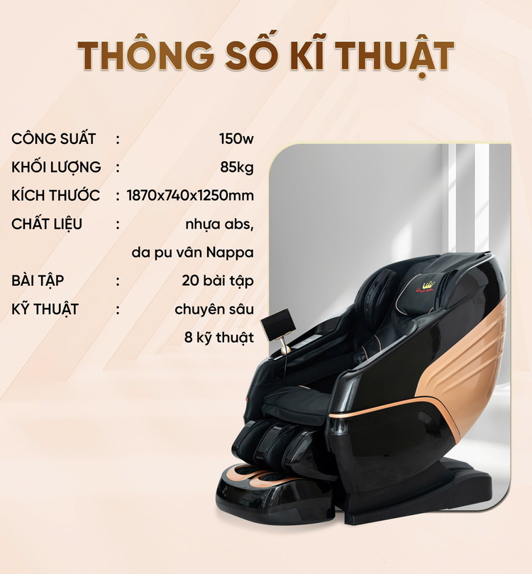 Ghế massage Queen Crown QM500 thông số kỹ thuật