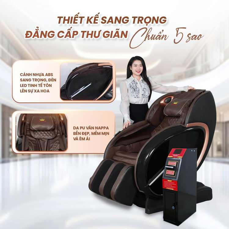 Ghế massage kinh doanh Queen Crown KD008 Plus - Thiết kế sang trọng