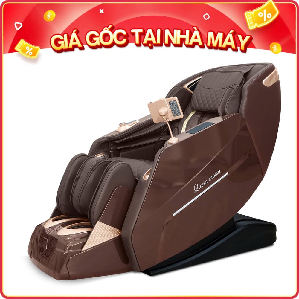 Ghế Massage Queen Crown A009 Diamond Nâu Hoàng Gia