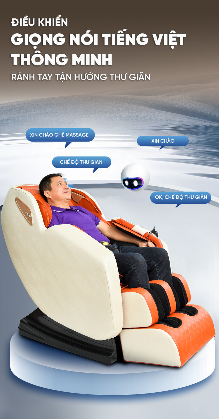Ghế massage Queen Crown QC LX3 Plus trang bị điều khiển giọng nói tiếng Việt