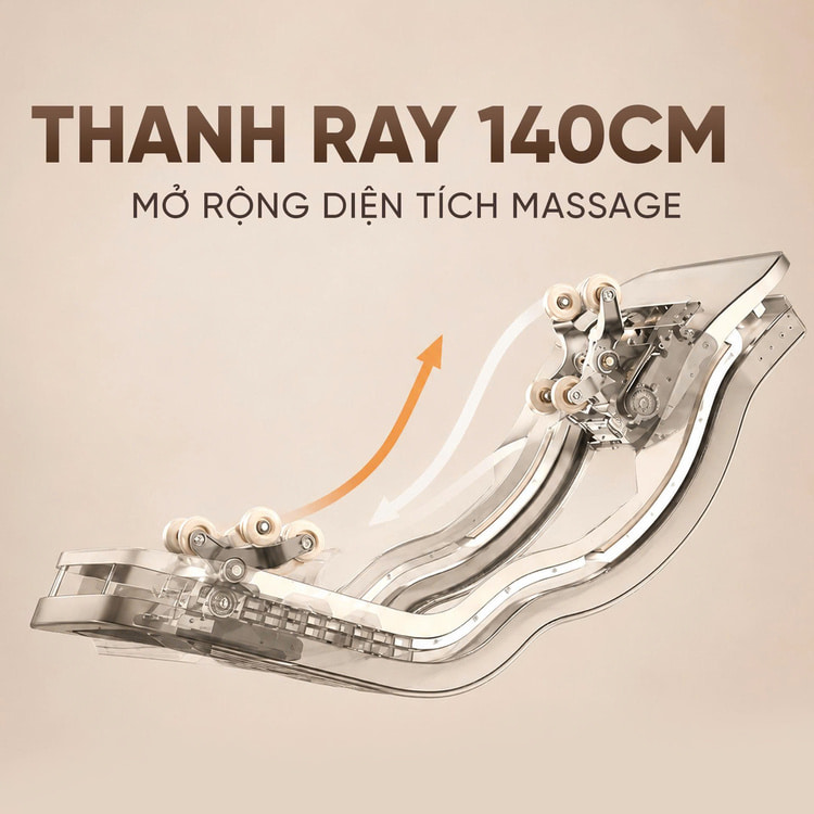 Ghế massage Queen Crown QE555 Pro - Thanh ray 140 cm